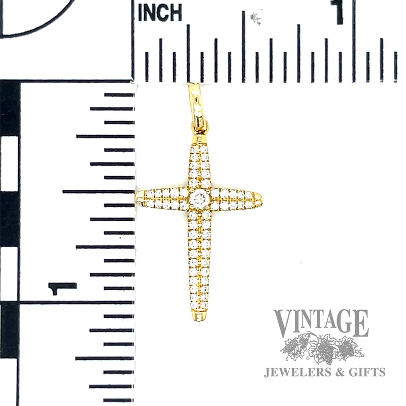 18" twisted cable link natural diamond necklace with cross shaped 14k  gold pendant .25ctw scale