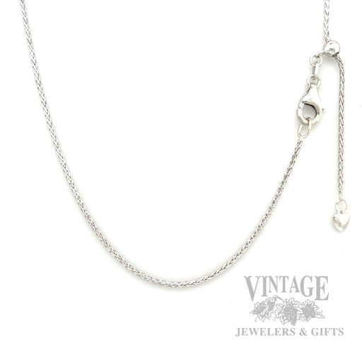 22" 14k white gold adjustable 1.2 mm spiga link chain necklace