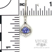 Tanzanite and diamond 14k white gold 18" necklace scale