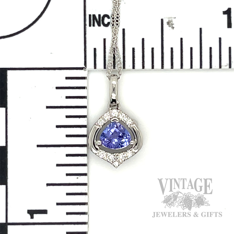 Tanzanite and diamond 14k white gold 18" necklace scale
