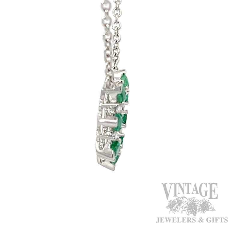 Emerald and diamond circlet 14k white gold 18" necklace side