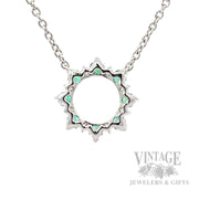 Emerald and diamond circlet 14k white gold 18" necklace back