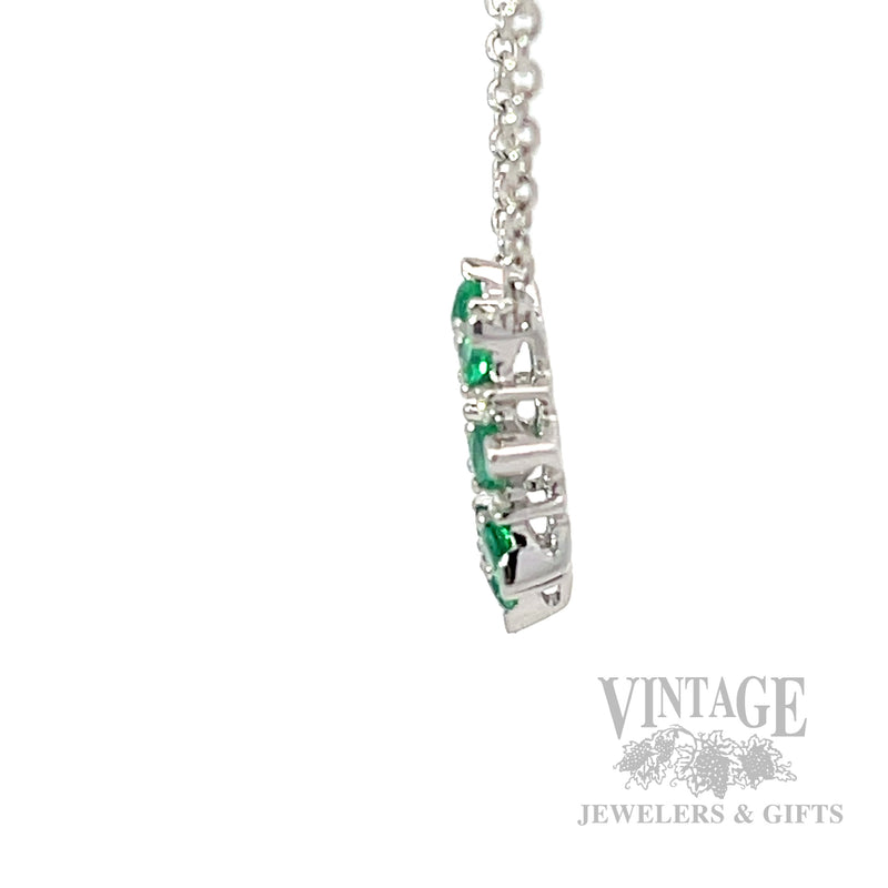 Emerald and diamond circlet 14k white gold 18" necklace side