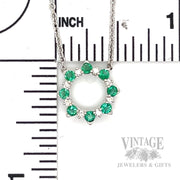 Emerald and diamond circlet 14k white gold 18" necklace scale