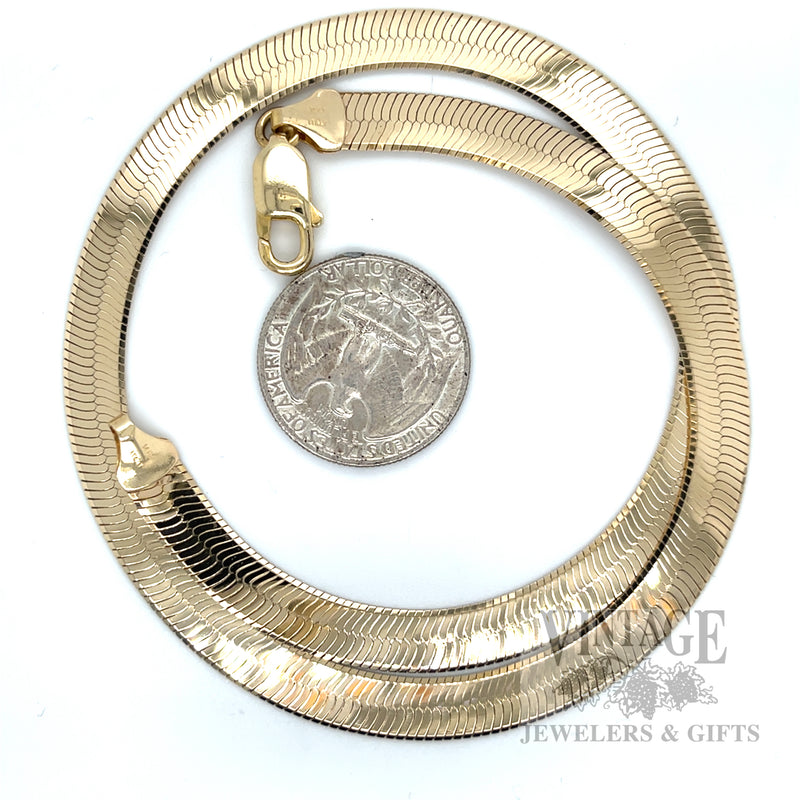 16" 14k gold 7mm Herringbone chain necklace