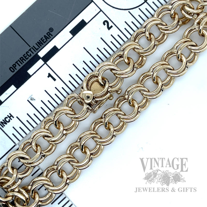Vintage Gold Double Link Charm 7.75" bracelet