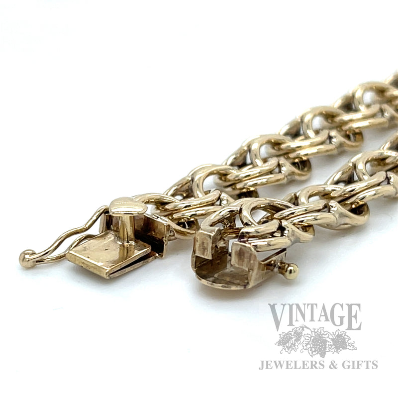 Vintage Gold Double Link Charm 7.75" bracelet