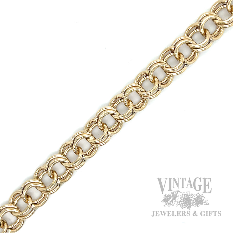 Vintage Gold Double Link Charm 7.75" bracelet