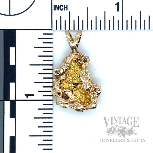 Natural Gold nugget and diamond pendant back scale