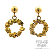 Natural Gold nugget circlet drop earrings