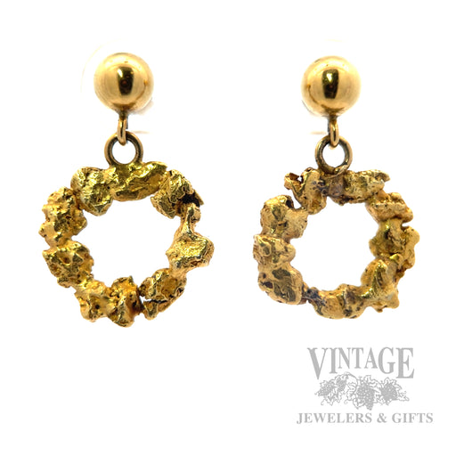 Natural Gold nugget circlet drop earrings