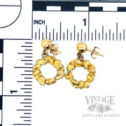 Natural Gold nugget circlet drop earrings scale