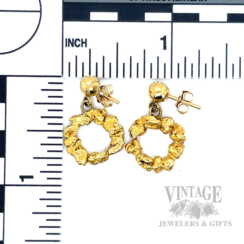 Natural Gold nugget circlet drop earrings scale