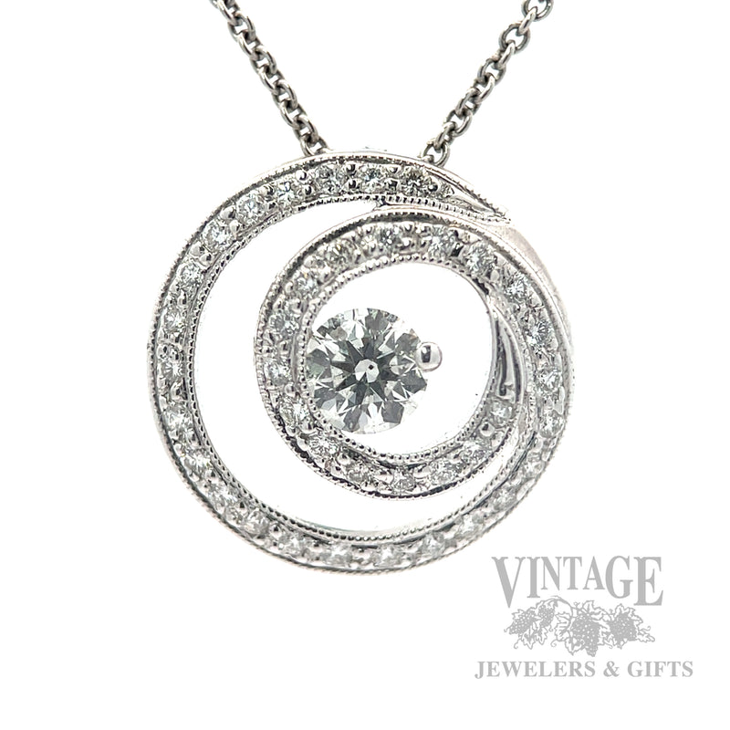 Hearts on Fire diamond swirl 18k white gold pendant