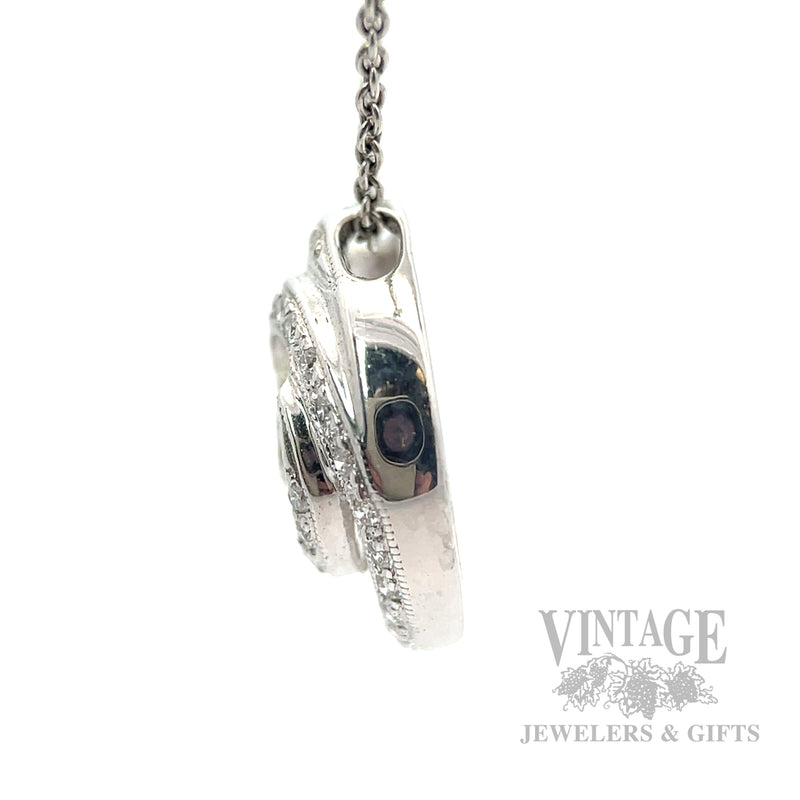 Hearts on Fire diamond swirl 18k white gold pendant side
