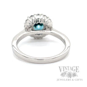 Blue Zircon 14k white gold and diamond halo ring bottom