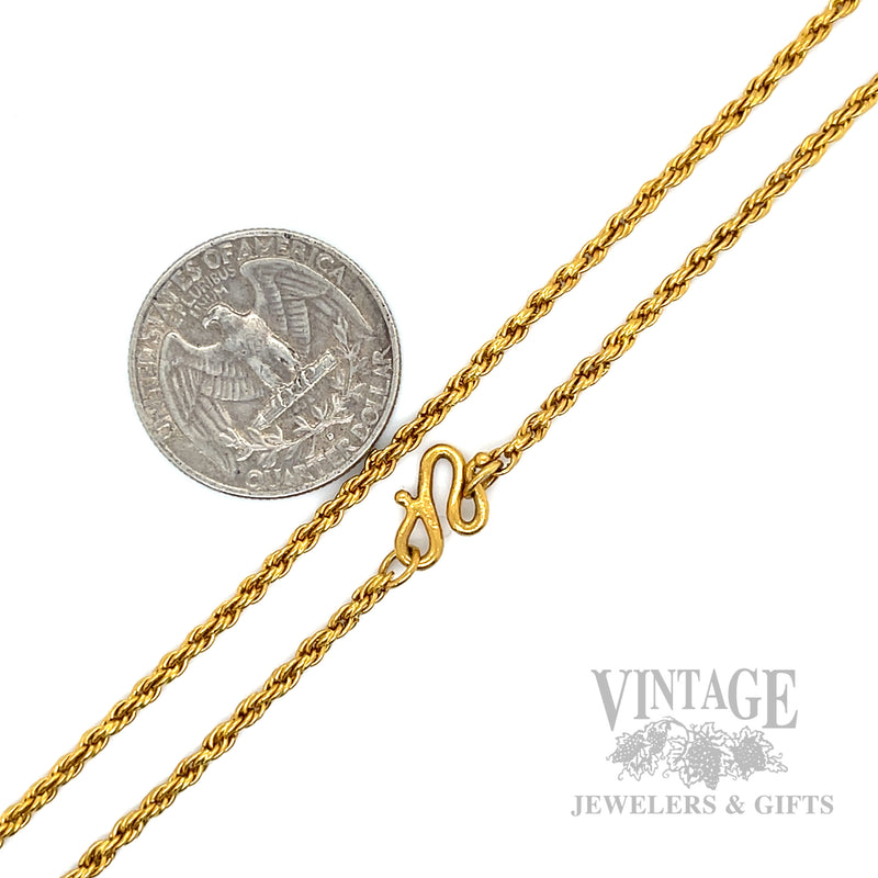 20" 23 karat gold rope chain necklace