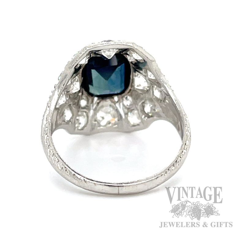 Antique sapphire and diamond platinum ring