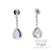Tanzanite and diamond 14k white gold drop earrings Back