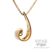 Scroll 14k gold and diamond .33 carat solitaire pendant back