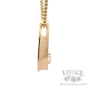 Scroll 14k gold and diamond .33 carat solitaire pendant side