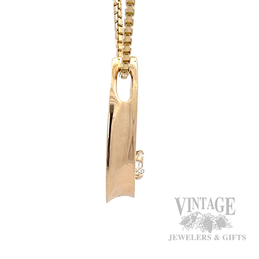 Scroll 14k gold and diamond .33 carat solitaire pendant side