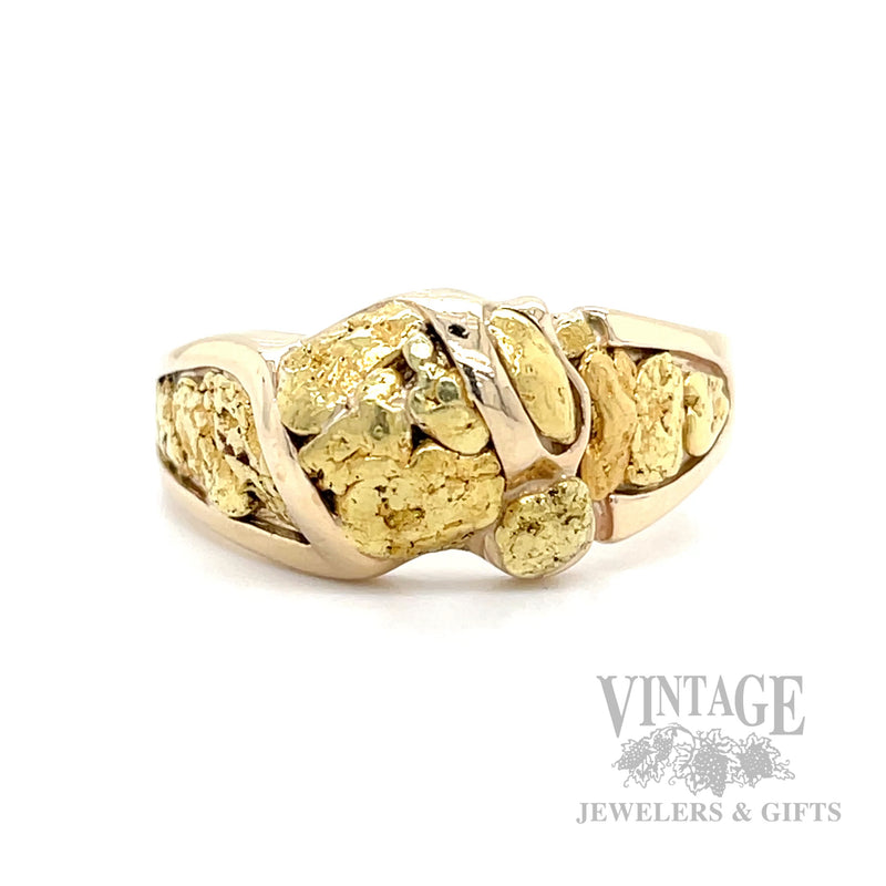 Natural gold nugget 14k gold ring front