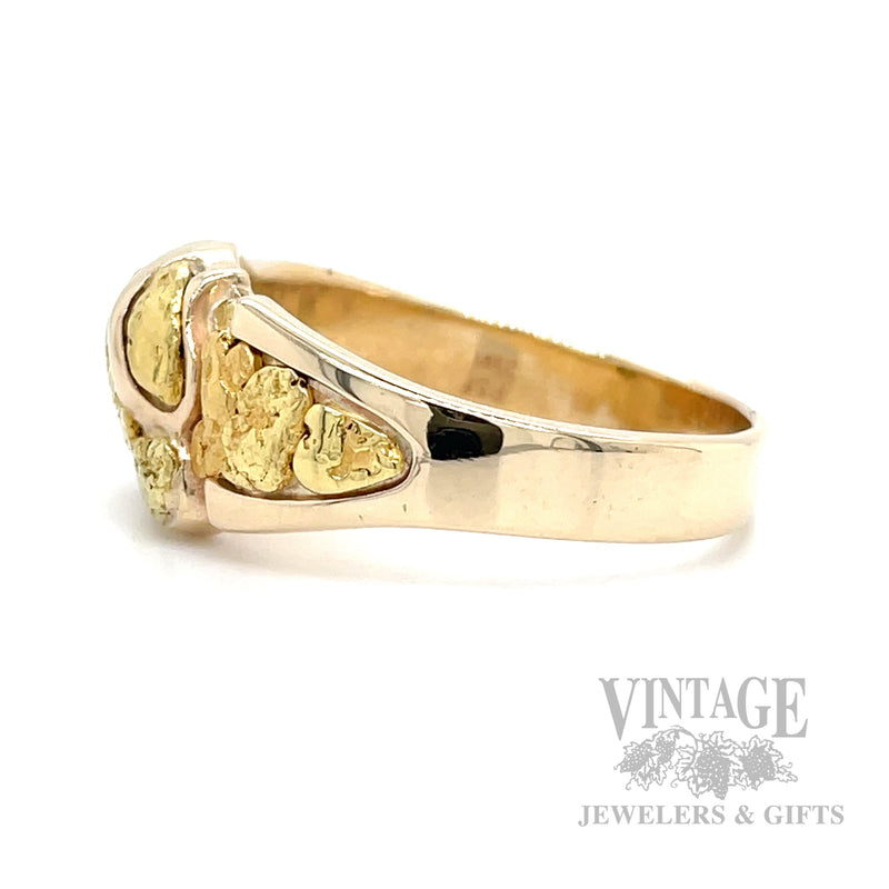 Natural gold nugget 14k gold ring side