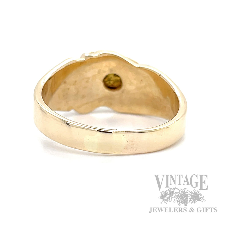 Natural gold nugget 14k gold ring bridge view