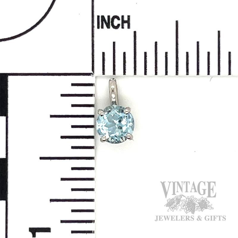 Aquamarine solitaire 14k white gold pendant measurements 
