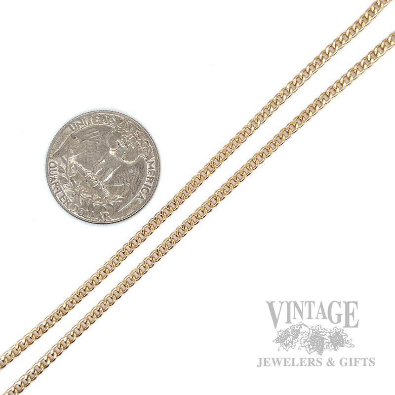 22" 14k yellow gold 2.5 mm curb chain  scale