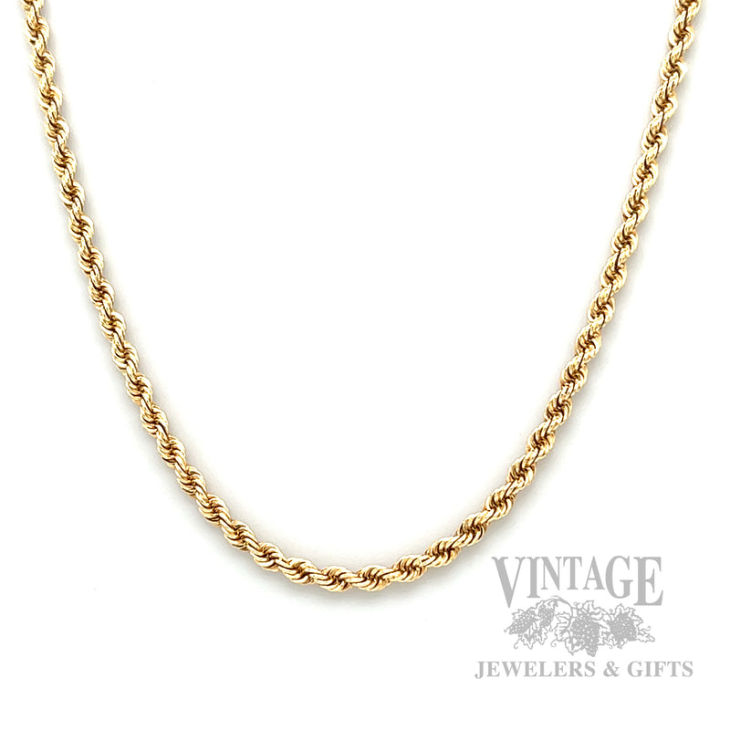 20" 14k yellow gold 2.6 mm rope chain necklace
