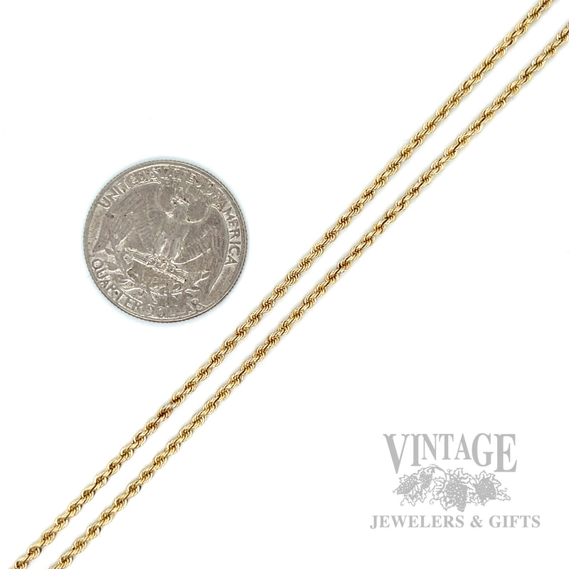20" 14k yellow gold 1.8 mm rope chain scale
