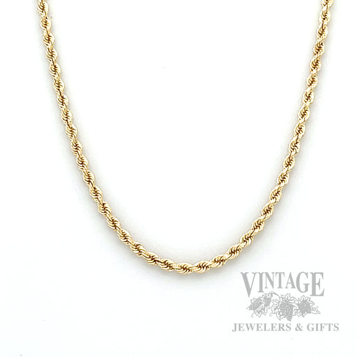 20" 14k yellow gold 1.8 mm rope chain front