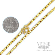 22" 24k yellow gold 2 mm fancy box chain scale