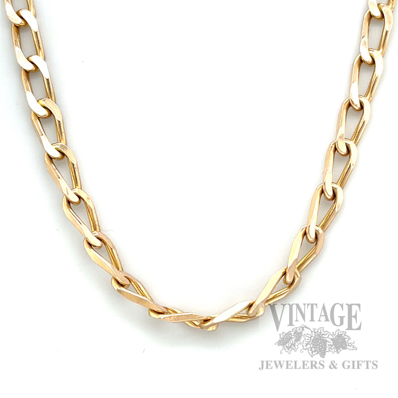 26" 14k elongated link curb chain front