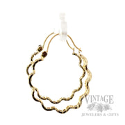 Freeform hammered 14k gold hoops side