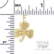 Pierced Clover 14k Gold Pendant Scale View
