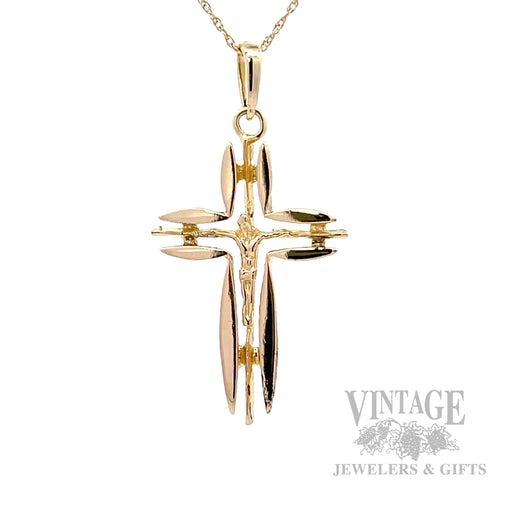 Crucifix 14k Gold Pendant Front