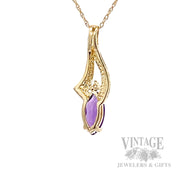 Amethyst and Diamond 14k Gold Pendant Back