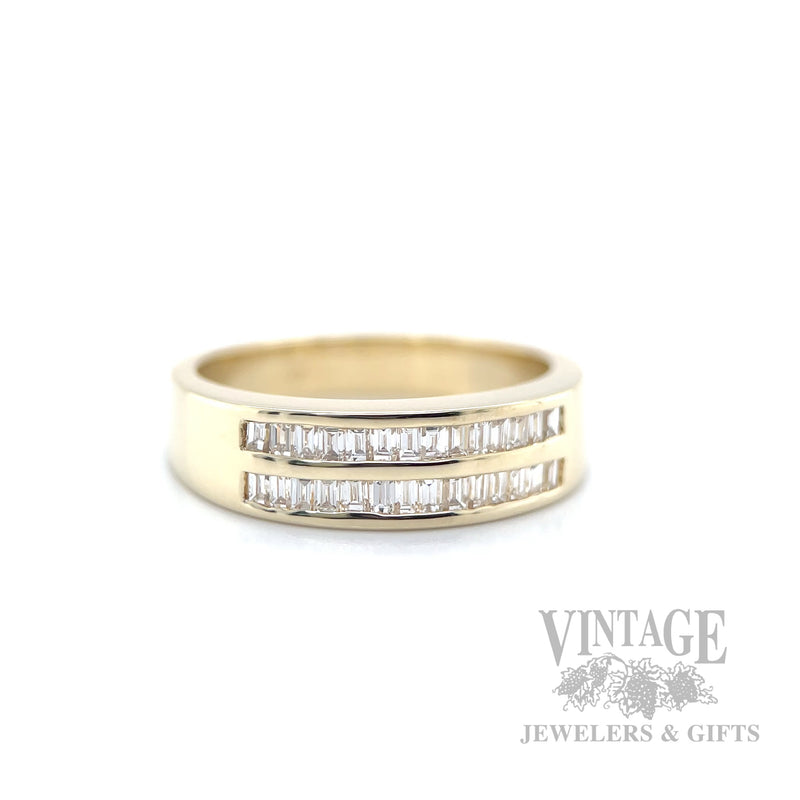 .60ctw Diamond baguette 2-row 14k ring front angled view