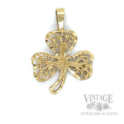 Pierced Clover 14k Gold Pendant Front View