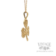 Pierced Clover 14k Gold Pendant Side View