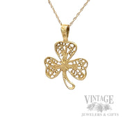 Pierced Clover 14k Gold Pendant Back View