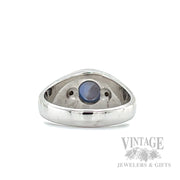 Blue Star Sapphire Diamond Accented 14k White Gold Ring Back View