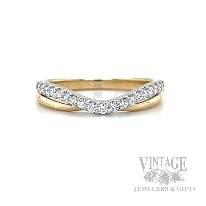 Curved Line Diamond Ring in 14k Gold Front View