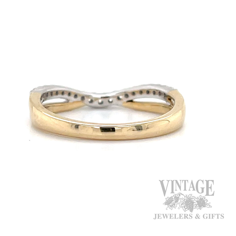 Curved Line Diamond Ring in 14k Gold Back View