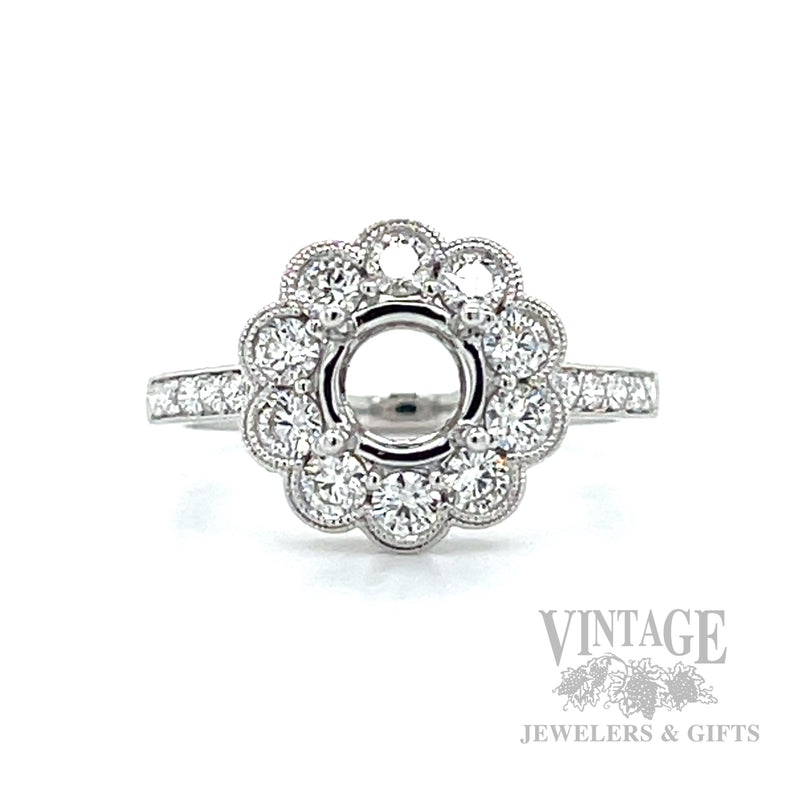 Halo Semi-Mount Diamond Accented Engagement Ring