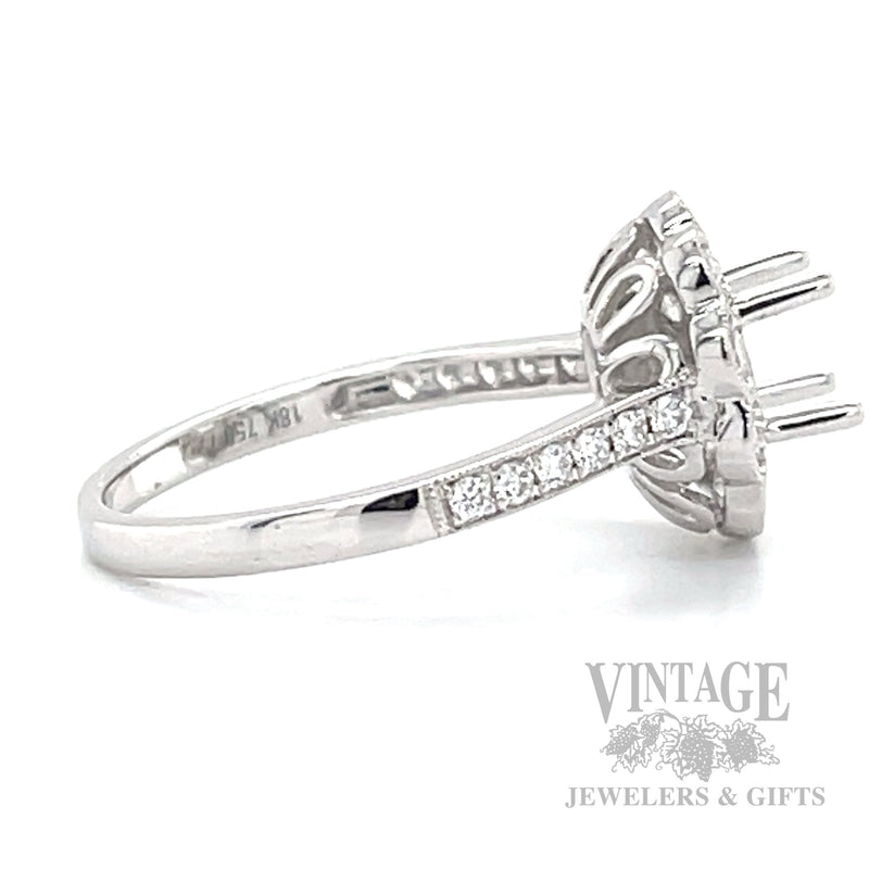 Halo Semi-Mount Diamond Accented Engagement Ring