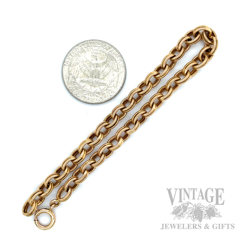 Double Rolo 18k Gold Bracelet Scale View
